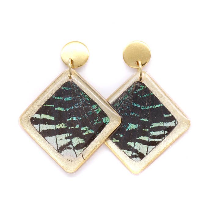 Geometric Leilus Earrings - Diamond Gold for wholesale by Monarca Eco Friendly Jewelry