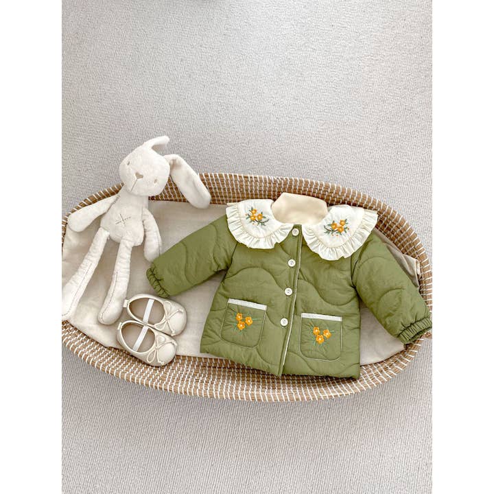 MyKids-USA® - Wholesale Coat - Kids - Winter New Arrival Baby Kids Girls Flowers Embroidery Single Breasted Thick Coat