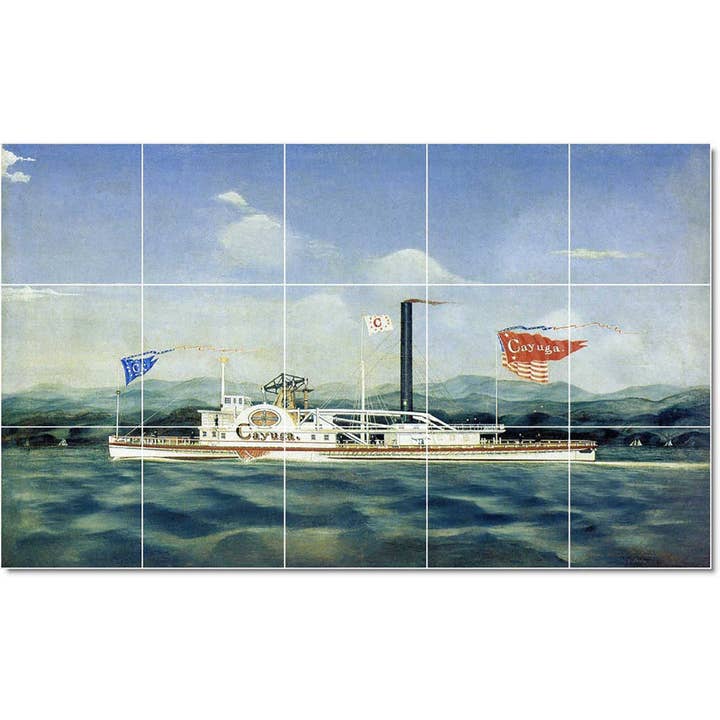 Mural de azulejos de cerámica de barcos PT22053 para venta al por mayor de Picture-Tiles.com