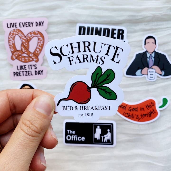 Autocollant imperméable Schrute Farms - The Office pour la vente par Tiny Acres Co