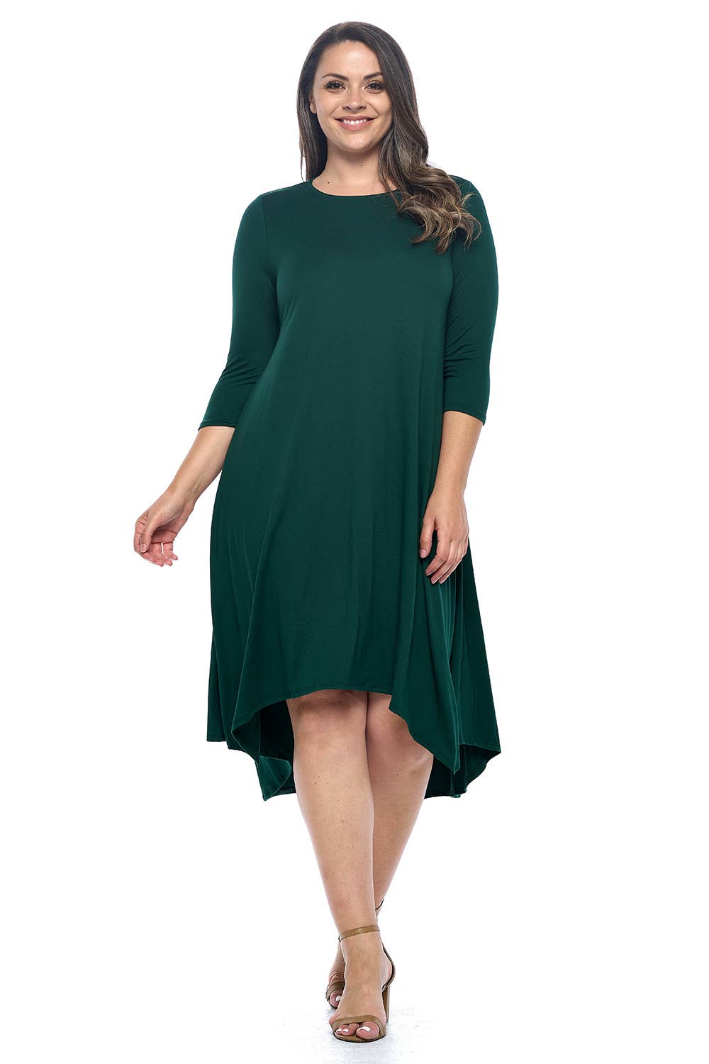 Allium - Wholesale Dress - Women's - Asymmetric Hem Midi Dress Plus Size4