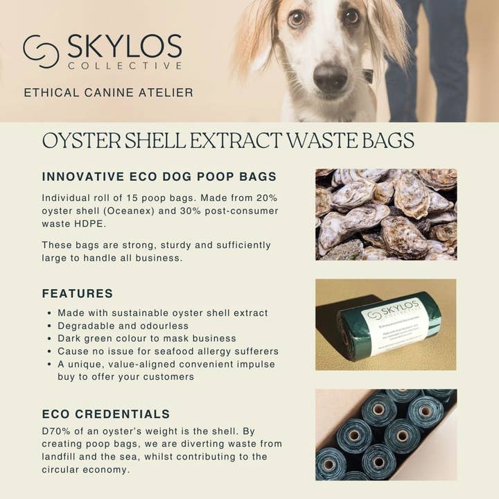Skylos Collective – wholesale Pet poo bag – Oceanex Dog Poo Bags (20pcs) Made with Oyster Shell Extract6
