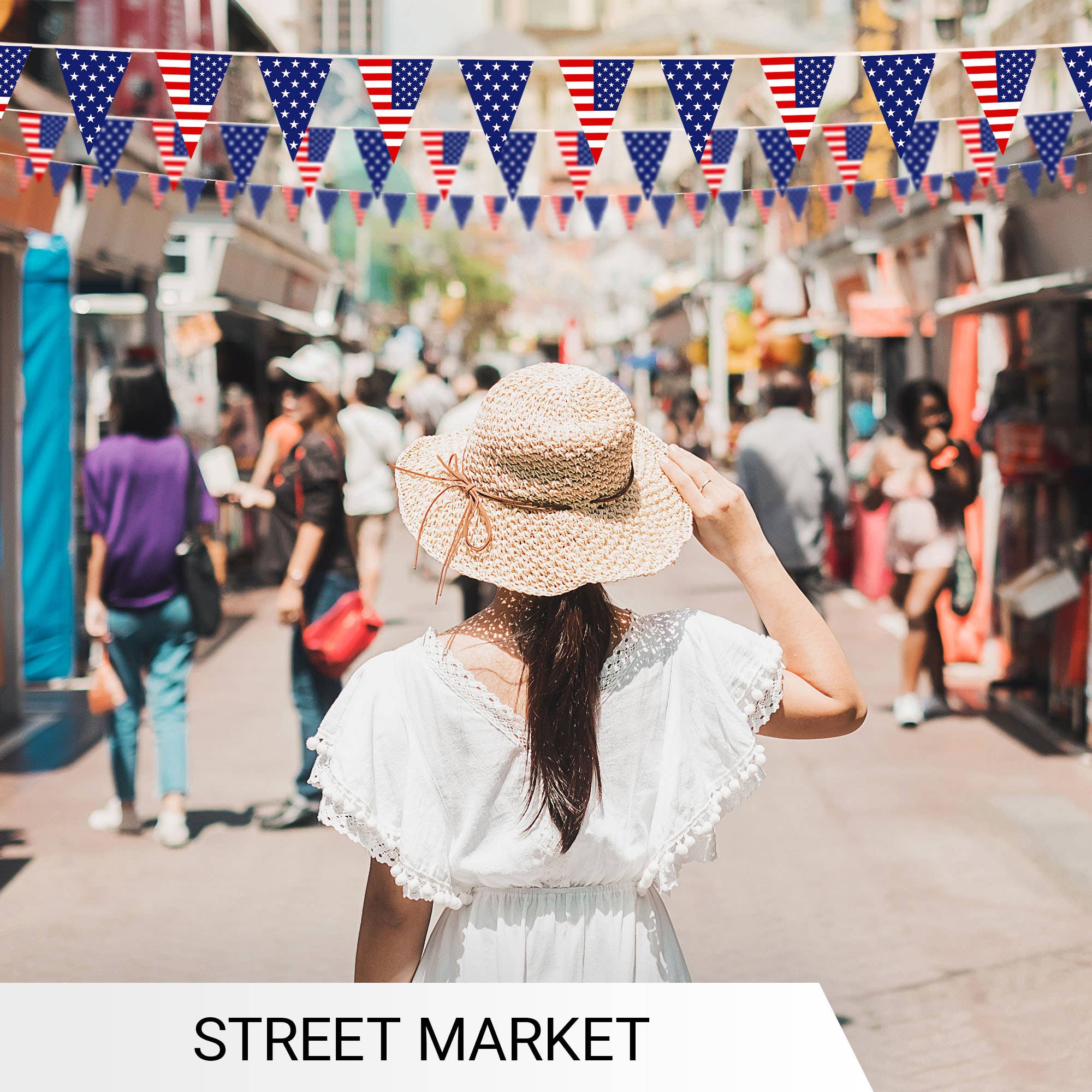 G128 - Wholesale Party Sign/Banner - G128 American USA Pennant Banner | Flag 7 x 8 Inch, Full String 9.8 Feet | Printed 150D Polyester, Decorations For Bar, School, Festival Events Celebration (Total 10 PCS)4