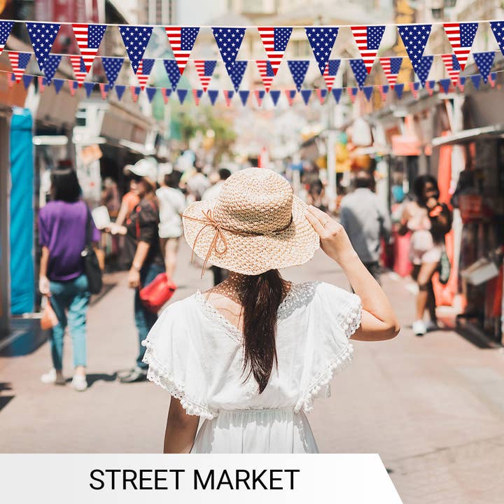 G128 - Wholesale Party Sign/Banner - G128 American USA Pennant Banner | Flag 7 x 8 Inch, Full String 9.8 Feet | Printed 150D Polyester, Decorations For Bar, School, Festival Events Celebration (Total 10 PCS)4