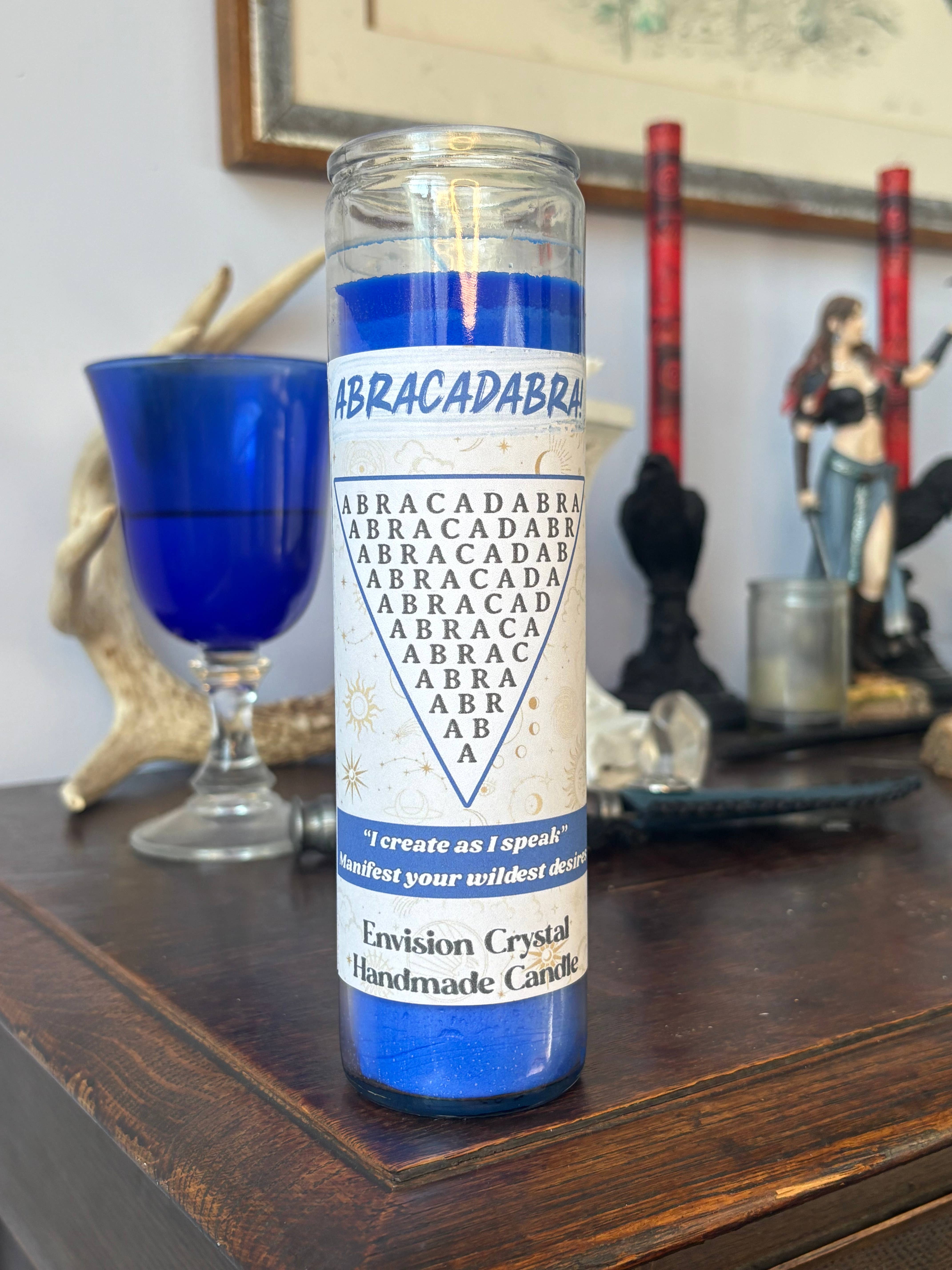 Envision Crystal - Wholesale Jar/filled candle - Abracadabra Manifestation 7 Day Candle - Scented and Blessed