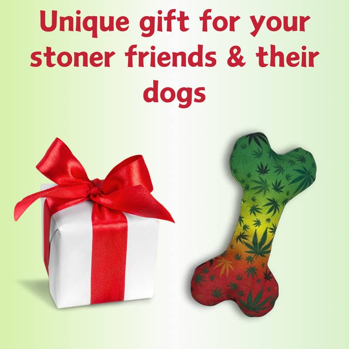 PAW:20 - Wholesale Pet Squeaky Toy - Dog - Stoned to da Bone, Cute Stuffed Rasta Leaf Bone Dog Toy5
