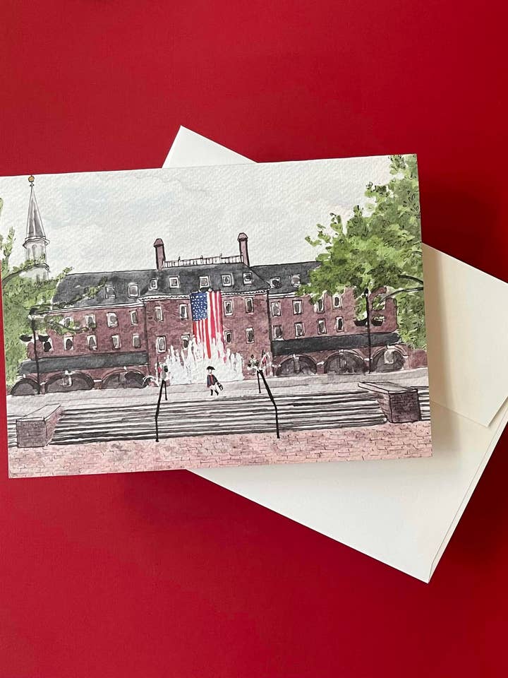 Alexandria City Hall Card – Virginia Watercolor Art for wholesale by Alexandra Schmeling Fine Art