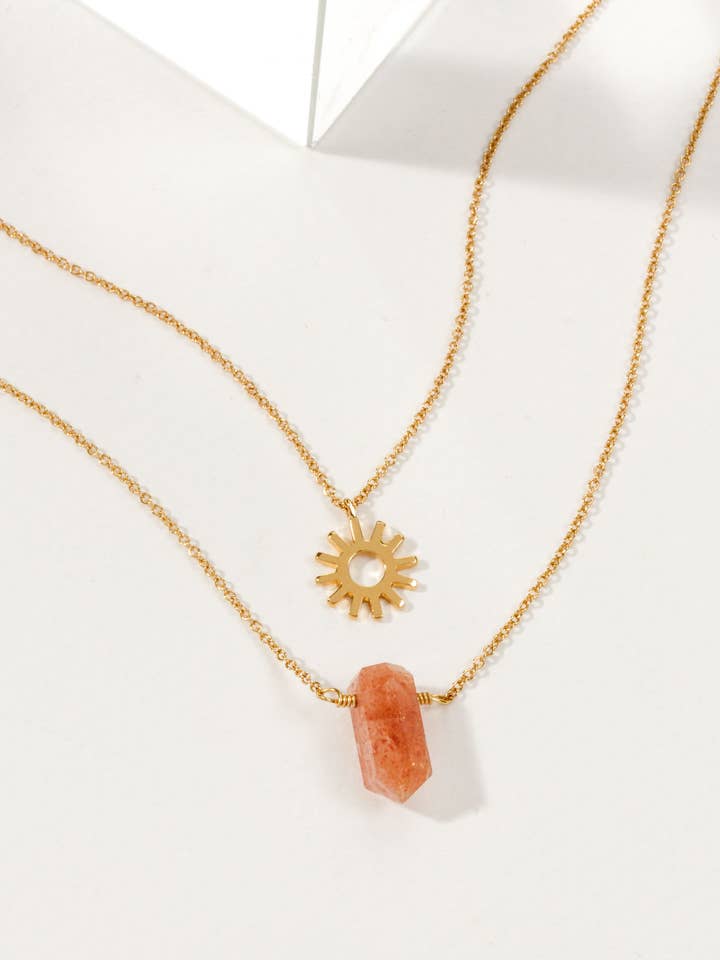 Sun Salutation Necklace Set- Sunstone for wholesale by Luna Norte