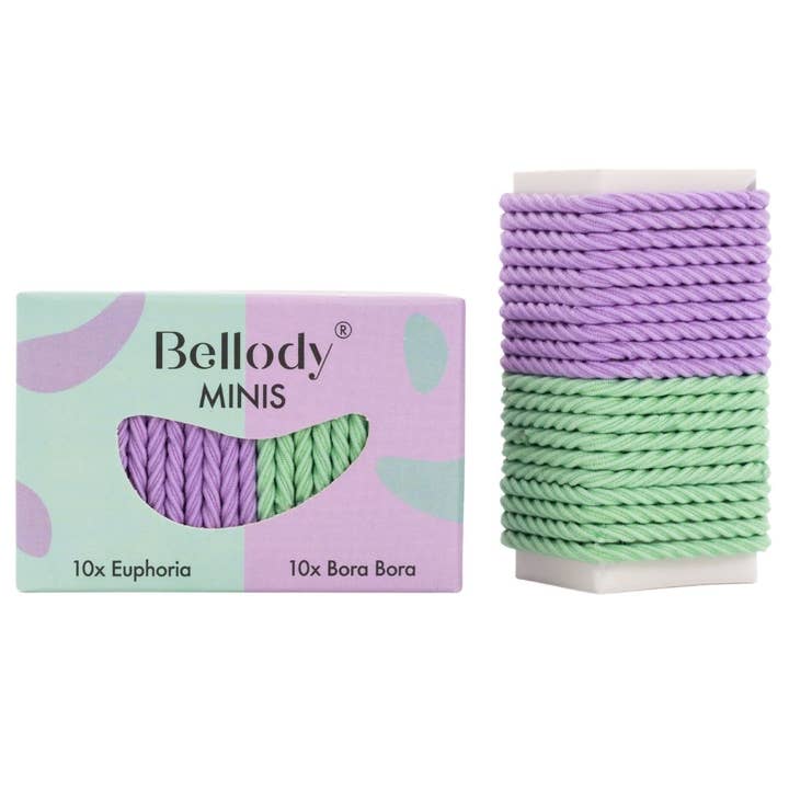 mini scrunchies (20 pieces) - Bellody® (mint & purple) for wholesale by Bellody GmbH