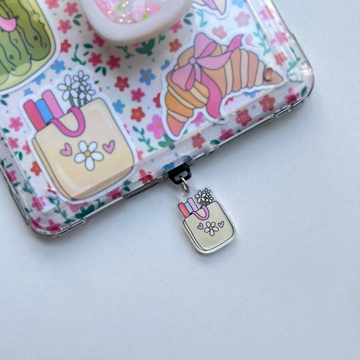 Book Tote Bag Acrylic Kindle Charm | E-Reader Accessory for wholesale by Amberlin Studio