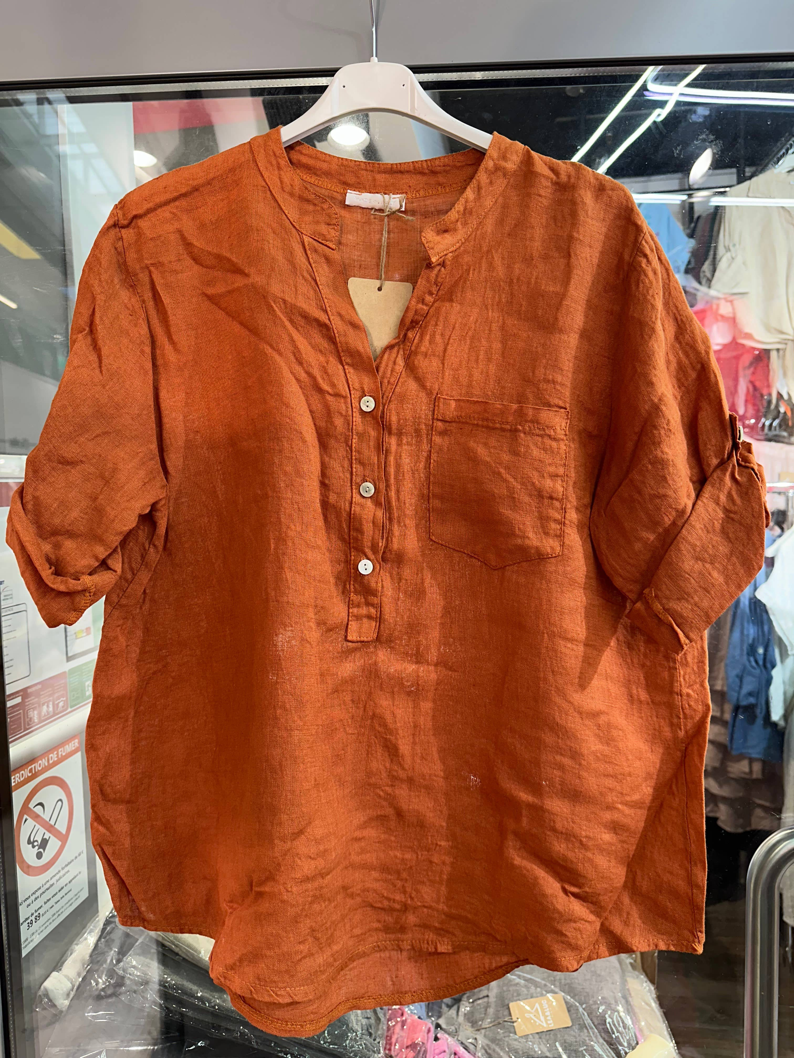 LÉA & LUC - Wholesale Button Down Shirt - Women's - 100% Linen Blouse REF. 636736