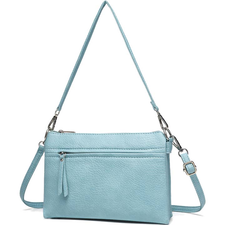 Soft Pebbled Vegan Leather Triple-Zip Crossbody Shoulder Bag for wholesale by 22 Tote