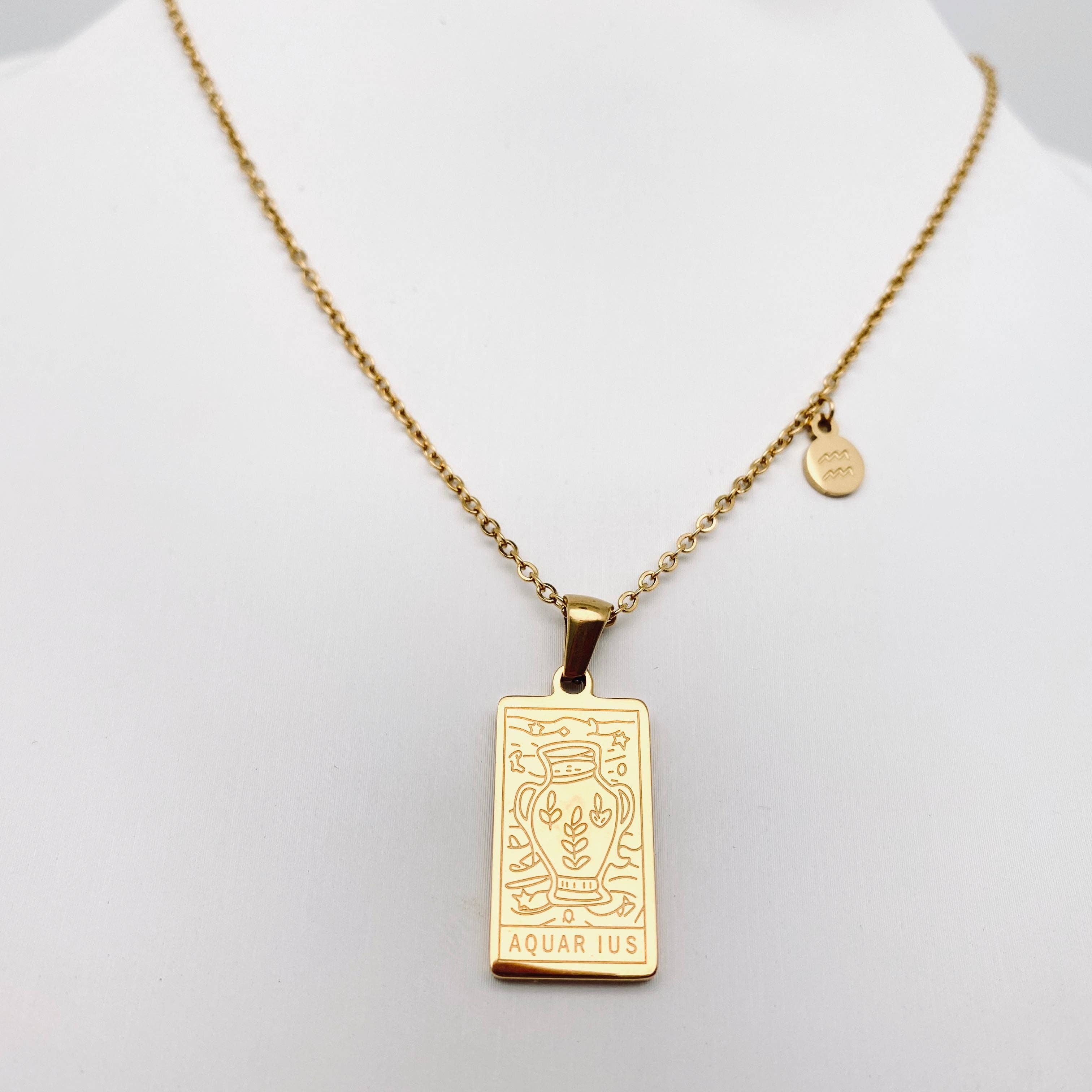 Mio Queena - Wholesale Pendant/Charm Necklace - Golden Stainless Steel 12 Constellation Charm Necklace - FGS4