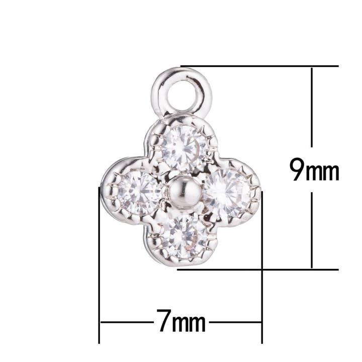 Aim Eternal - Wholesale Individual Charm/Pendant - 1pc Gold Filled Cute Flower, Circle of Love, Minimalist Chic, Cubic Zirconia Bracelet Charm, Necklace Pendant, Findings for Jewelry Making, C-2143