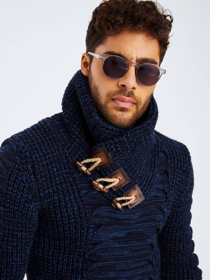 Leif Nelson GmbH - Wholesale Knit Sweater - Men's - Men's Knit Sweater Chunky Knit Shawl Collar LN-557518