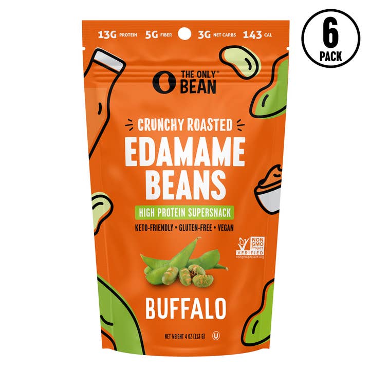 The Only Bean - Wholesale Nuts - Crunchy Roasted Edamame Buffalo - 4oz (6 pack)