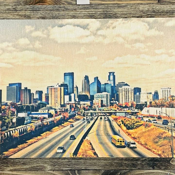 8x10 Double Mount Wall Art - Minneapolis Skyline for wholesale by Homespun Goods