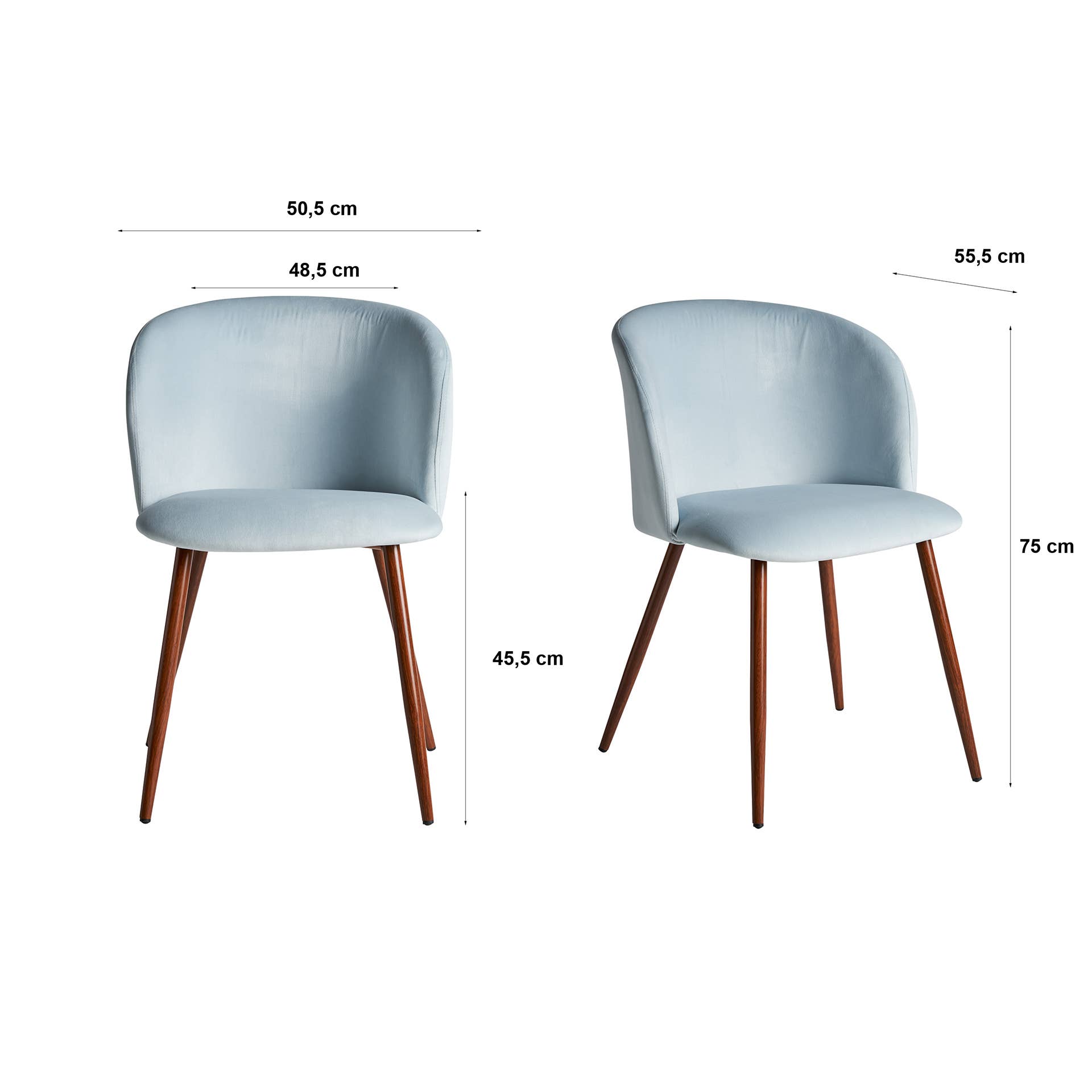 Kodu - Wholesale Chair - Blue velvet chair measuring 50x55x75cm8