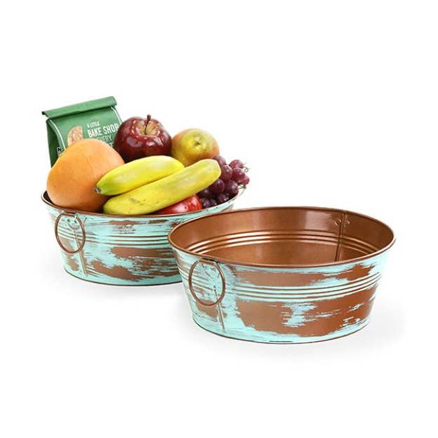 Bac en cuivre faux vert-de-gris de 10 pouces pour la vente par Buhi Imports