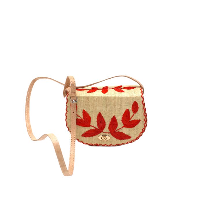 Shebobo - Wholesale Crossbody Bag - Women's - 70's Embroidered Vines Straw Crossbody Bag