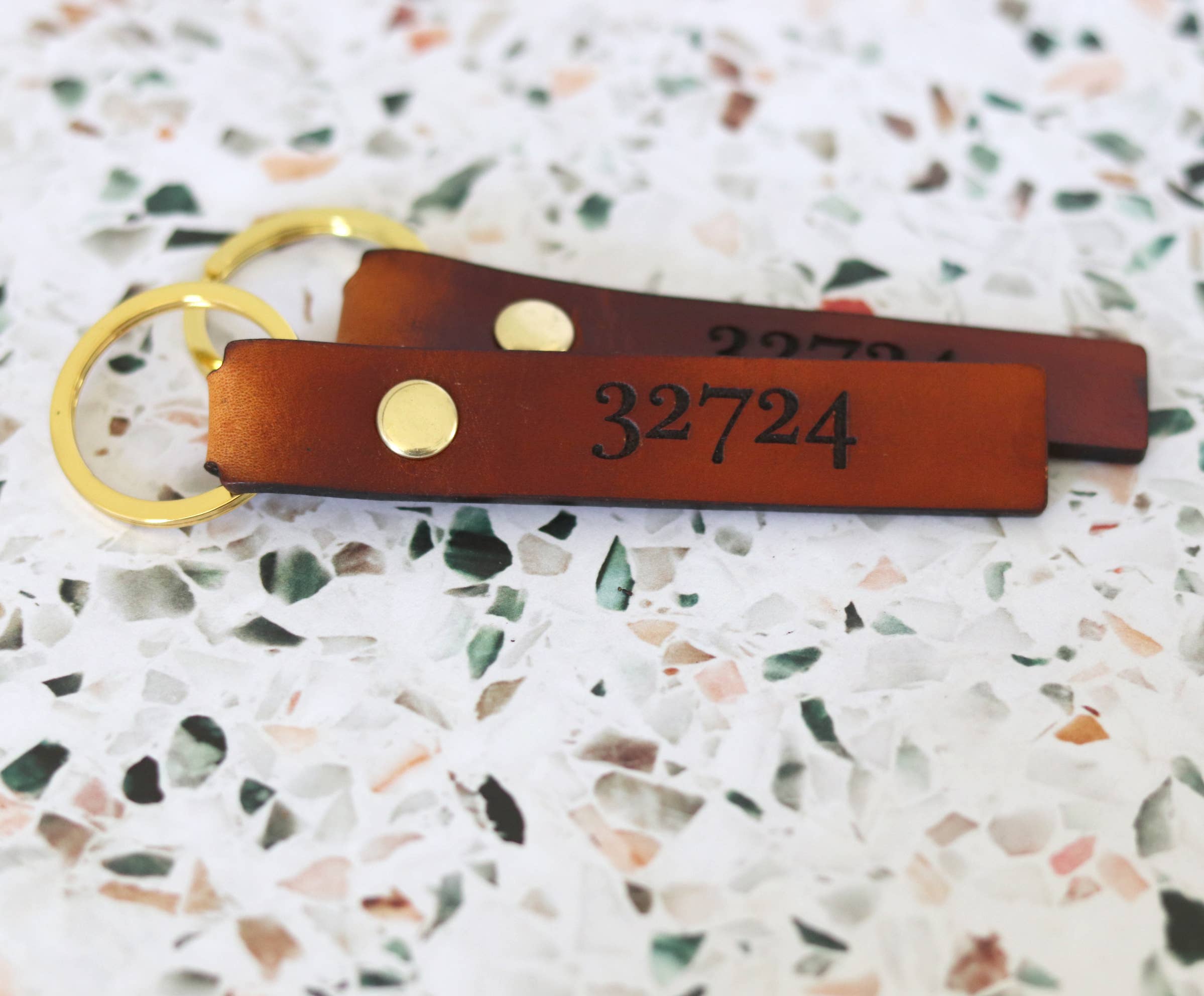 Florida Leather Co - Wholesale Keychain - Unisex - Custom Leather Zip Code Keychain3