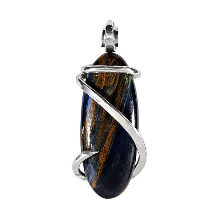 Pietersite Handmade Stone Pendant Wrapped in Silver for wholesale by by Isabella Roth