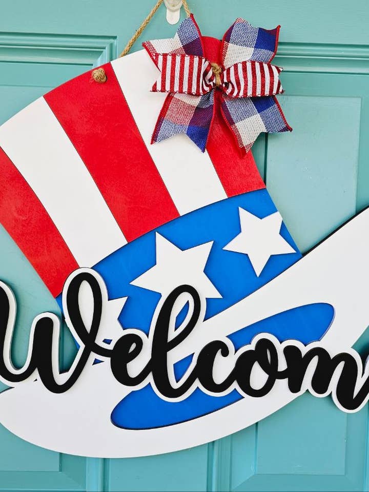 Chapeau de bienvenue patriotique à faire soi-même pour porte pour la vente par Teal Moon Creations