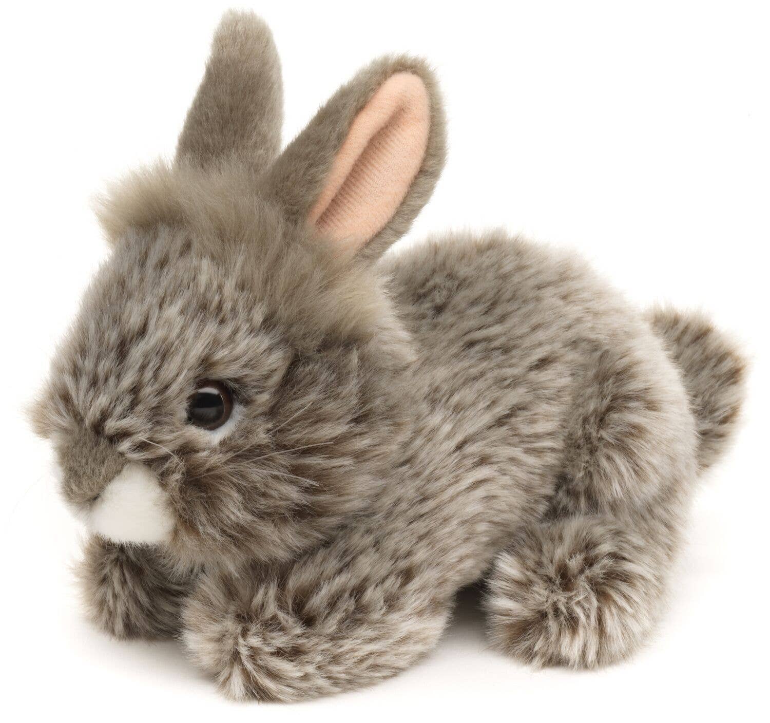 Uni Toys - Vente Peluche – enfant et bébé - Lapin angora allongé gris en peluche douce1
