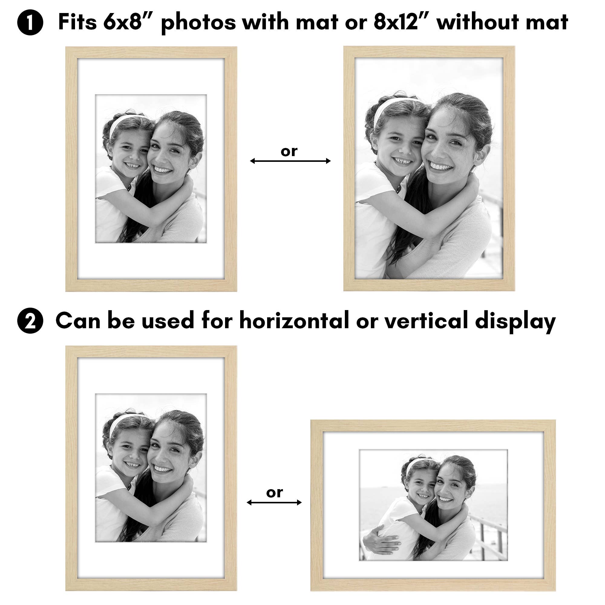 Americanflat - Wholesale Picture Frame - Americanflat 5 Pack Picture Frames With Mat Plexiglass Cover115