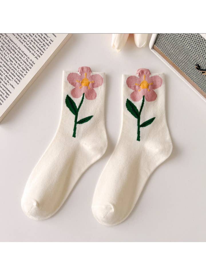 $1,95/par--assorterede 5 par/pakke--1 mønster pr. par--min. 4 pakker 20 par JCS010 3D unikke blomstersokker for engroshandel på Faire11