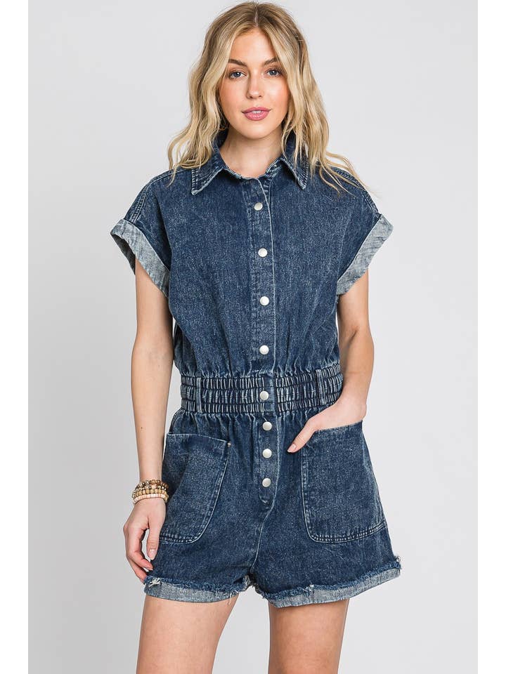 Sewn and Seen - Venta al por mayor Peto - Mujer - Mameluco de mezclilla con botones y bolsillos17