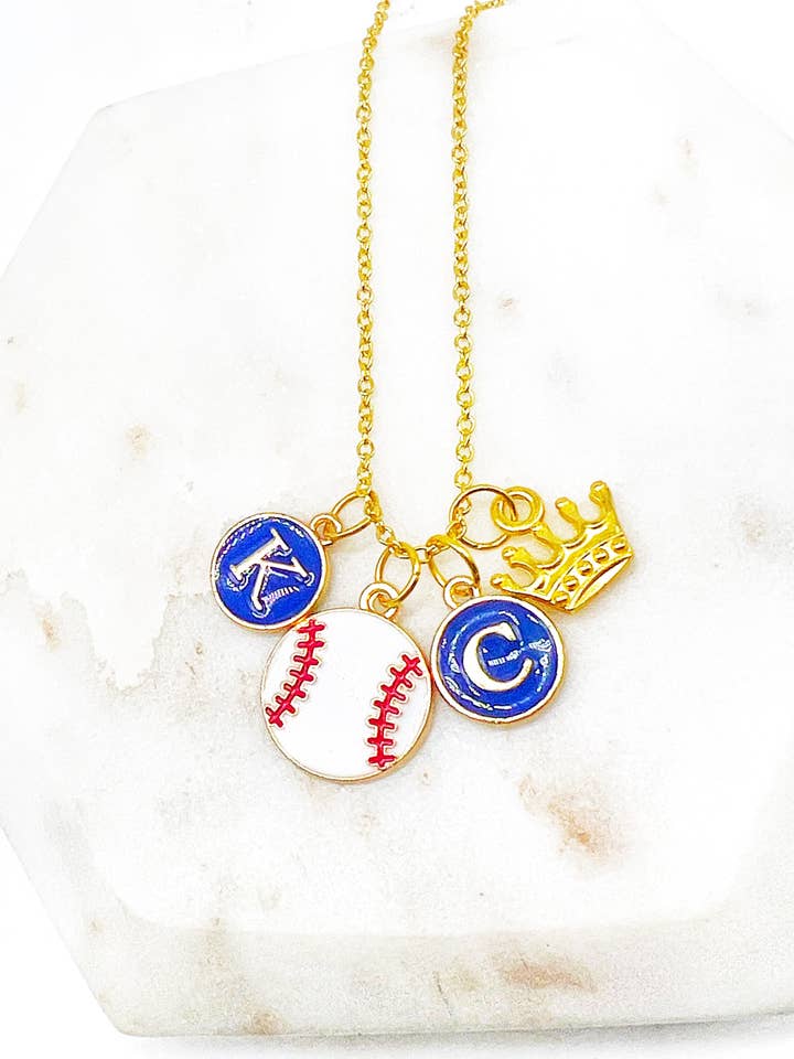 KC Kansas City Royals Baseball Crown Charm Necklace Enamel for wholesale by Baubles by B