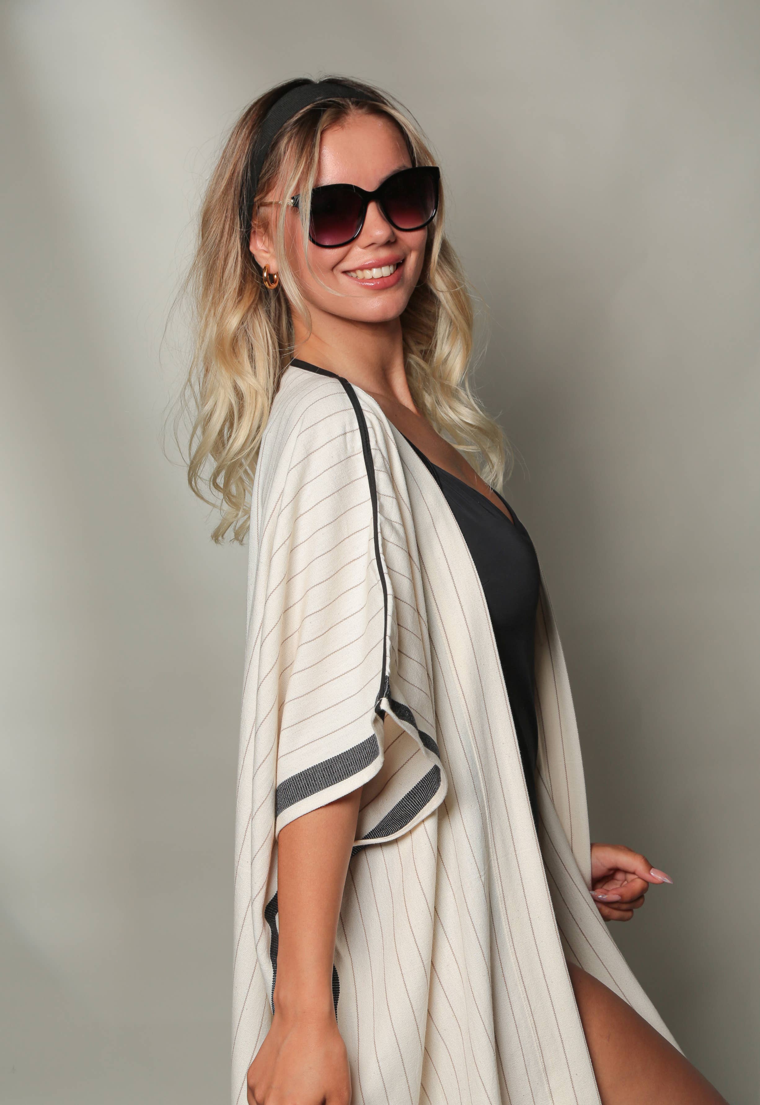 Moa - Wholesale Swim Cover Up - Women's - Striped Kimono and Cover Up4