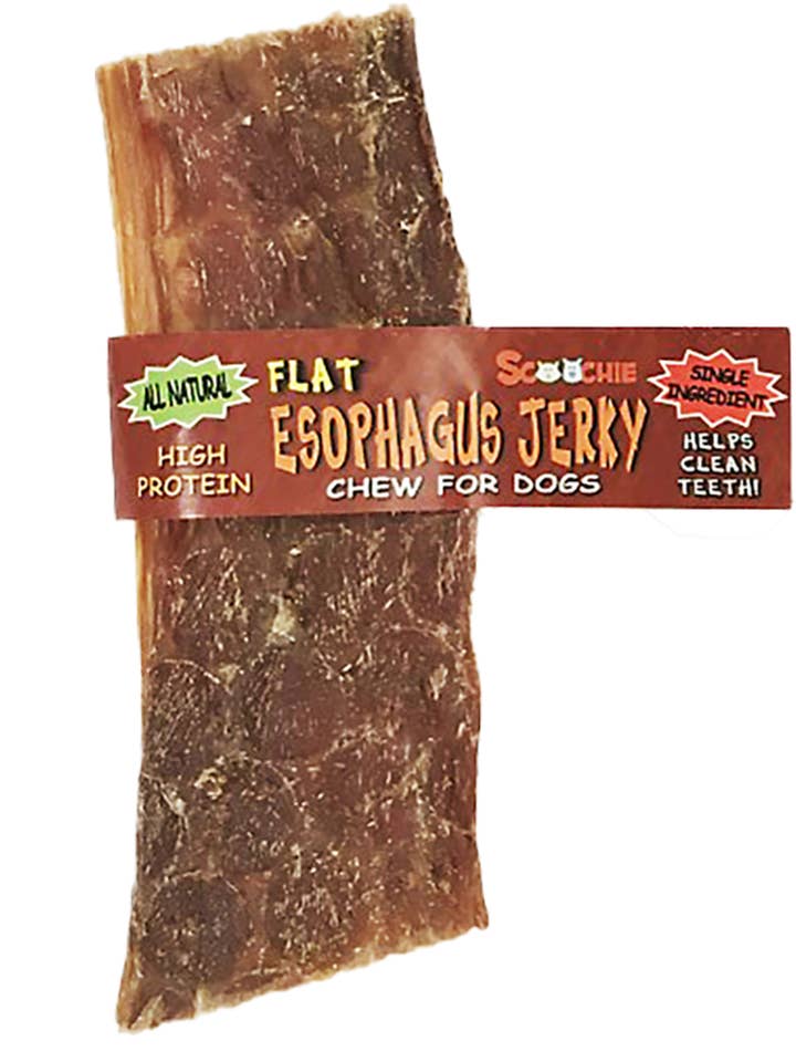 5-6 Inch Flat Esophagus Jerky With Cigar Band for wholesale by Scoochie Pet Products