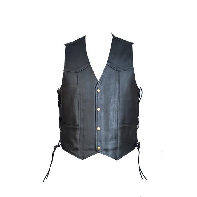 Leather Motorcycle Biker Style Waistcoat Vest With Laced Up for wholesale by Lesa collection