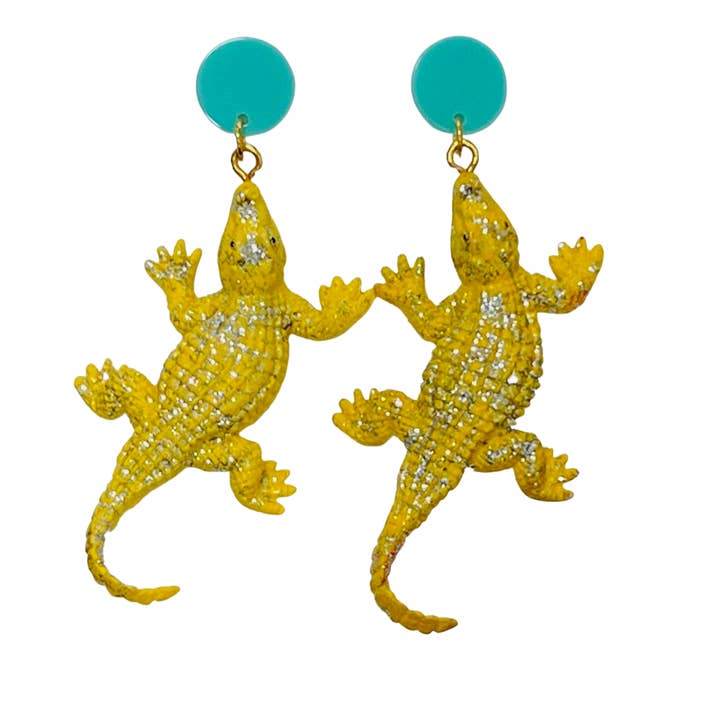 Boucles d'oreilles Alligator jaunes pour la vente par Holst and Lee