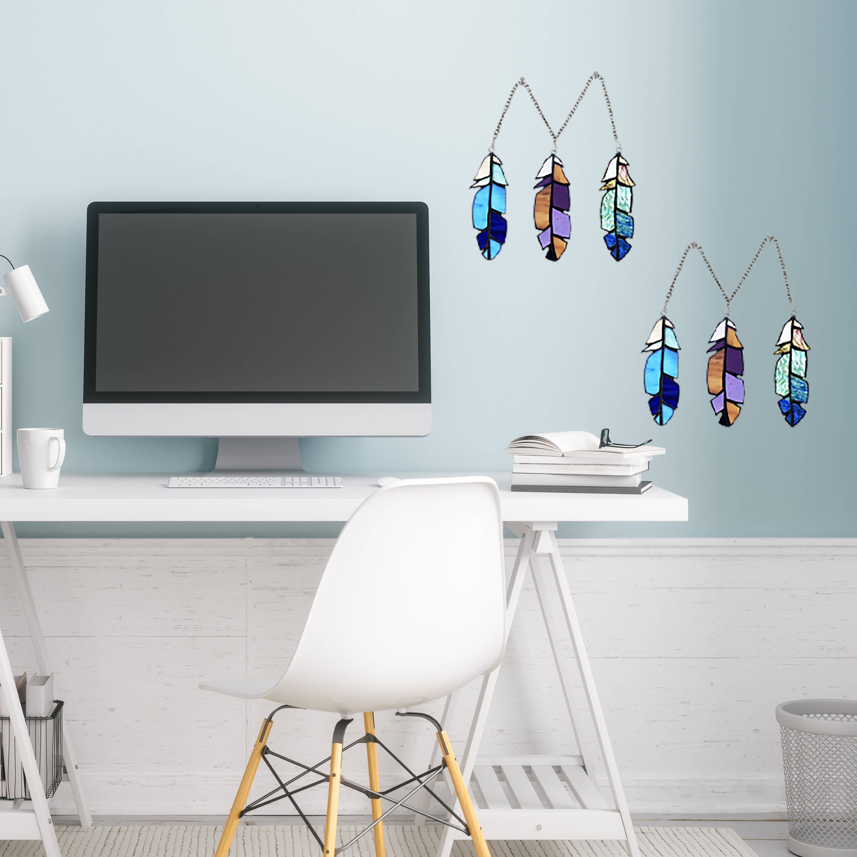 River of Goods - Wholesale Suncatcher - Set of 3 - 6"H Aleyna Multicolor Feather Window Panel5