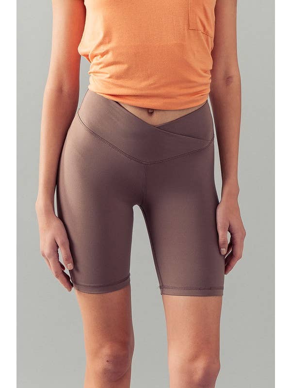 Urban Daizy - Wholesale Athletic Shorts - Women's - Cross Front High-Waisted Bike Shorts6