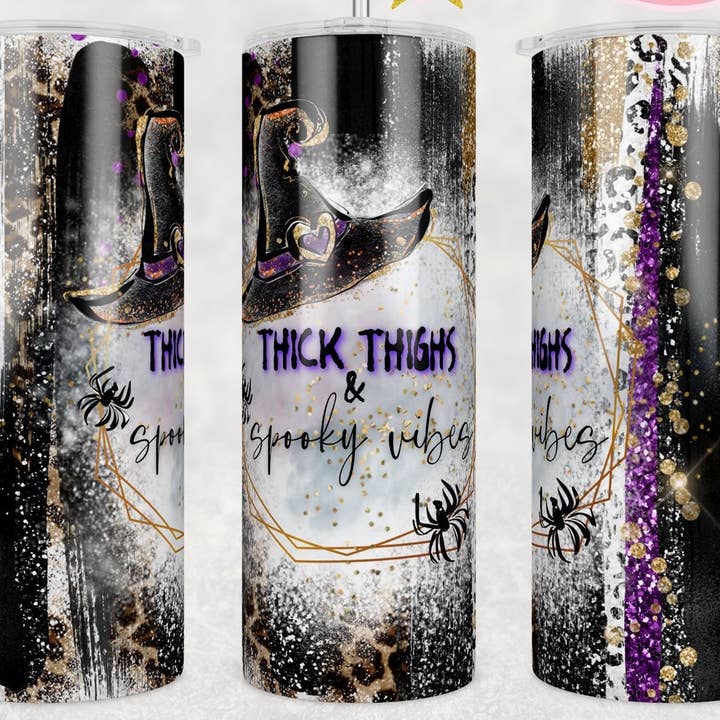 Thick Thighs Spooky Vibes Tumbler, Halloween Tumbler, 20oz for wholesale by Dm Crafting