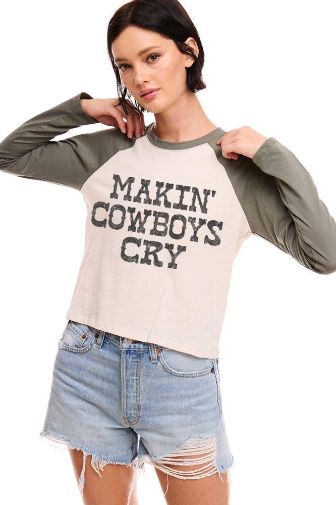 Zutter - Wholesale Screen Printed T-Shirt - Women's - Makin' Cowboys Cry L/S Raglan Graphic Tee3