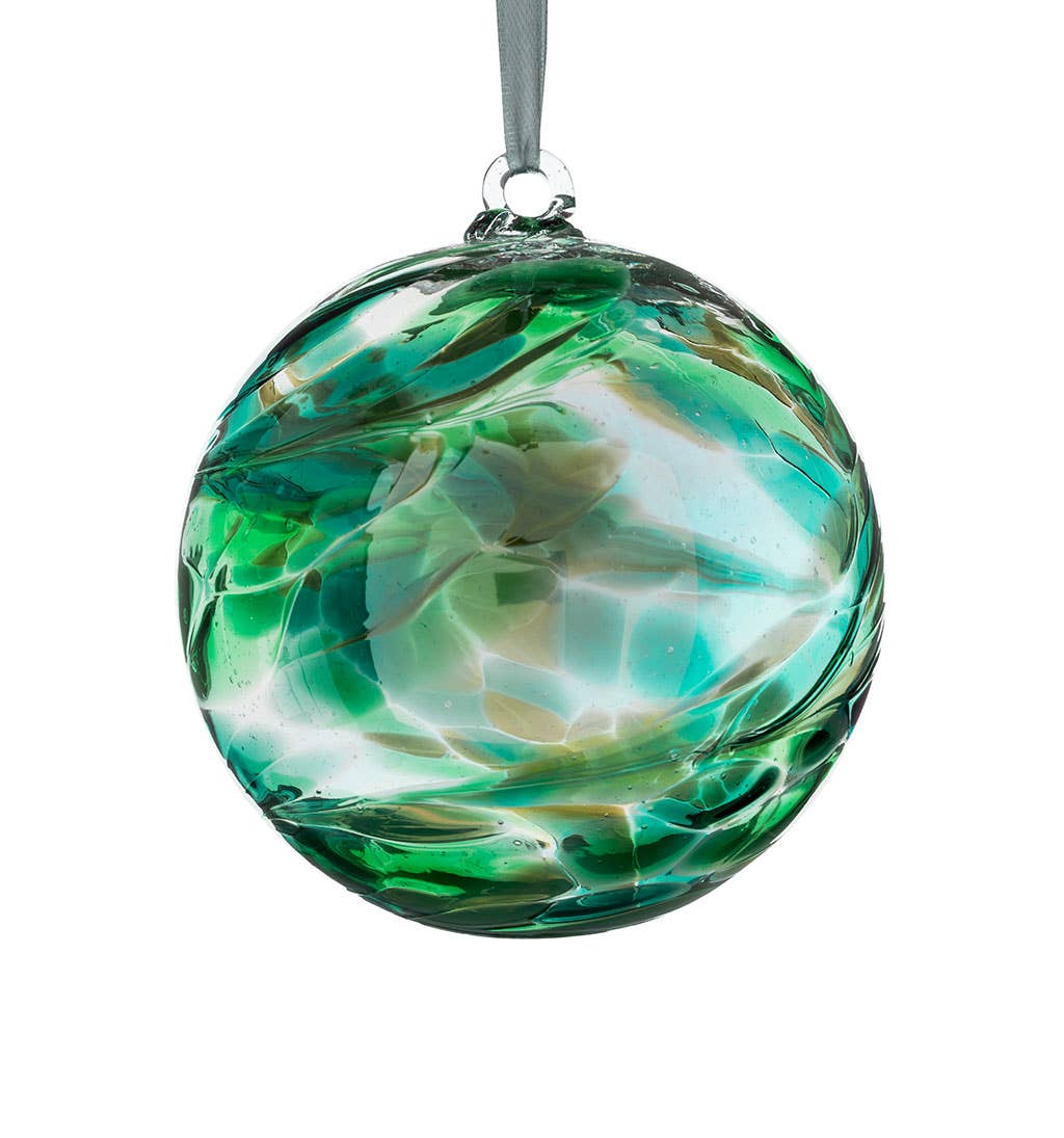 Sienna Glass - Wholesale Ornament - 10cm Angel Orb - Raphael / Emerald1