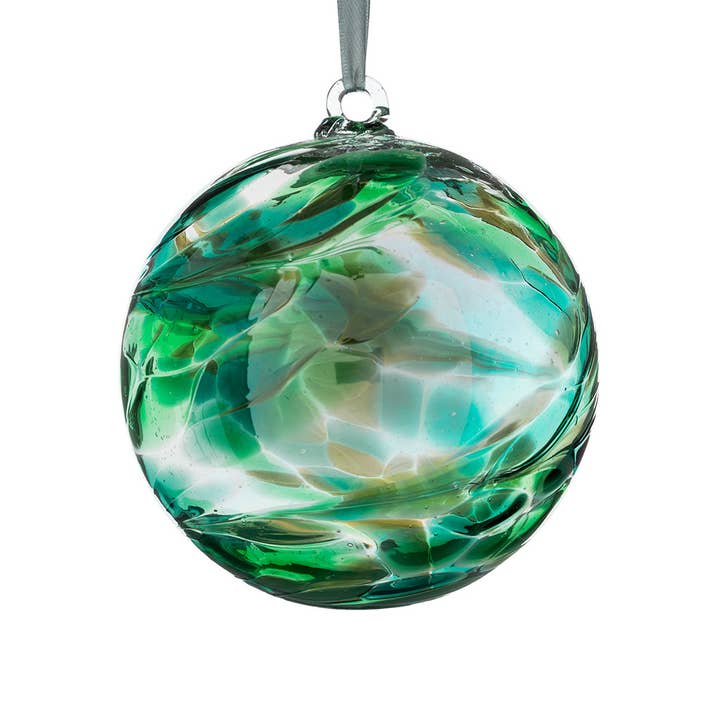 Sienna Glass - Wholesale Ornament - 10cm Angel Orb - Raphael / Emerald1