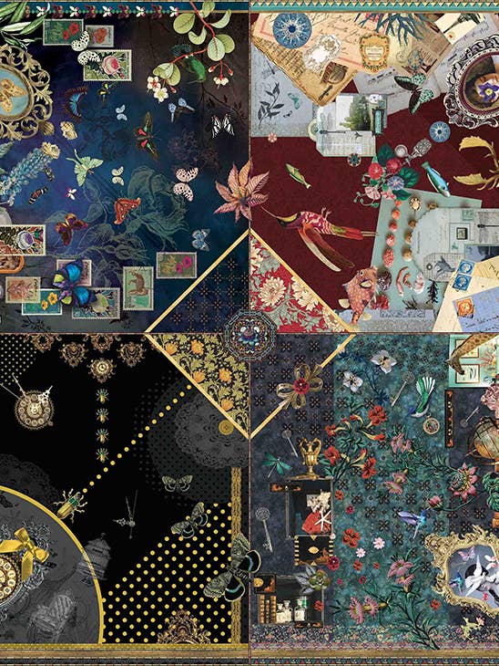 Large cashmere square 130x130cm CABINET OF CURIOSITIES for wholesale by BROKANTE