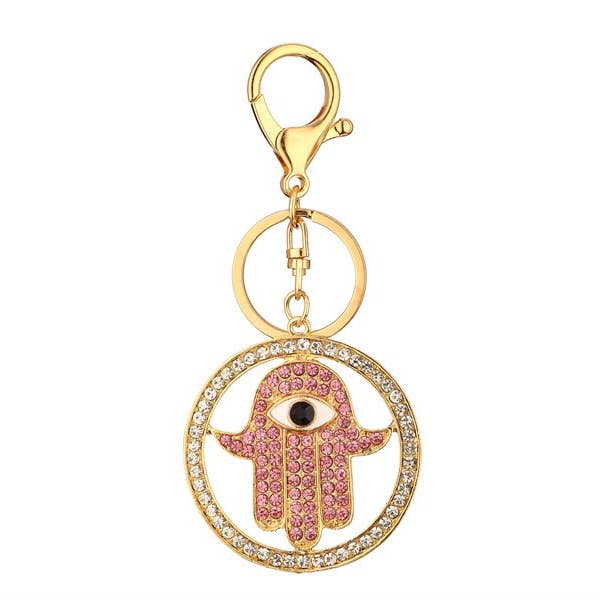 Portachiavi alla moda HAMSA RING con strass per la vendita all'ingrosso da parte di Nima Accessories Inc