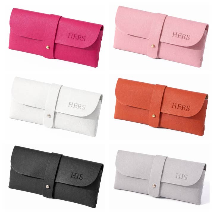 Faux Leather His & Hers Wrap Glasses Case for wholesale by Cloth N Card