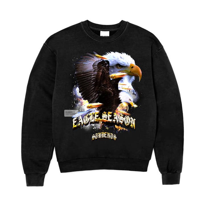 Eagle Season (Crew Sweater) - Black for wholesale by Students, LLC