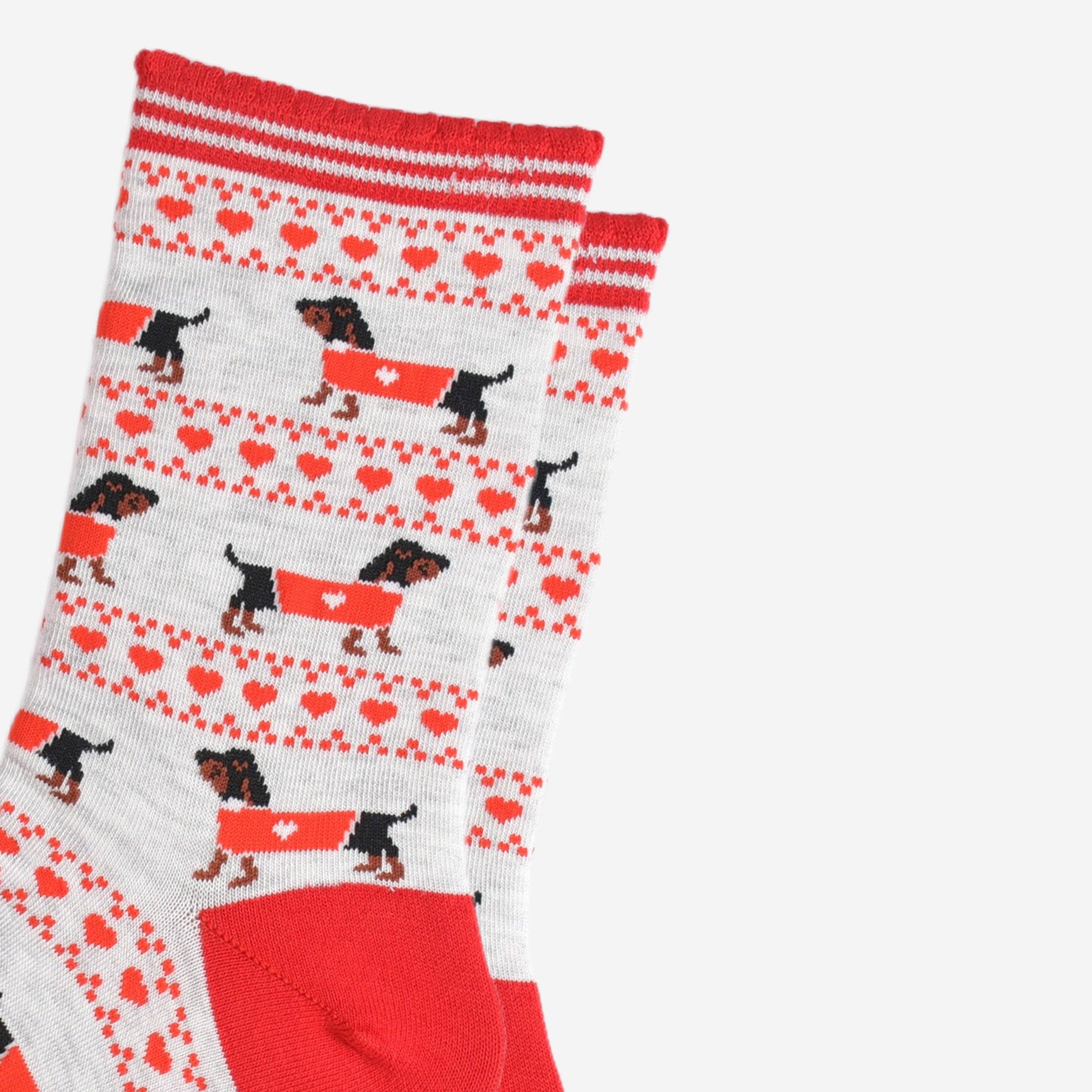 Sock Talk – wholesale Socks – Women's – Women's Bamboo Socks - Grey/Red, Sausage Dog Fair Isle2