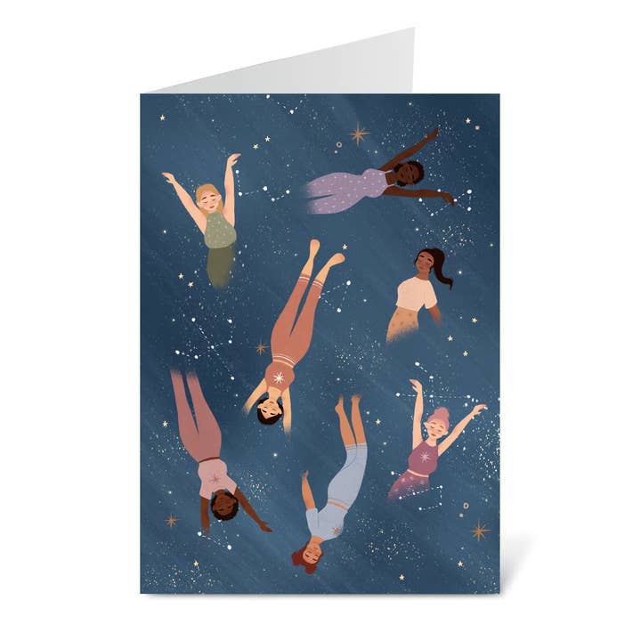 Women In The Stars Illustrated Greetings Card, New Chapter, for wholesale by Flourish Paperworks