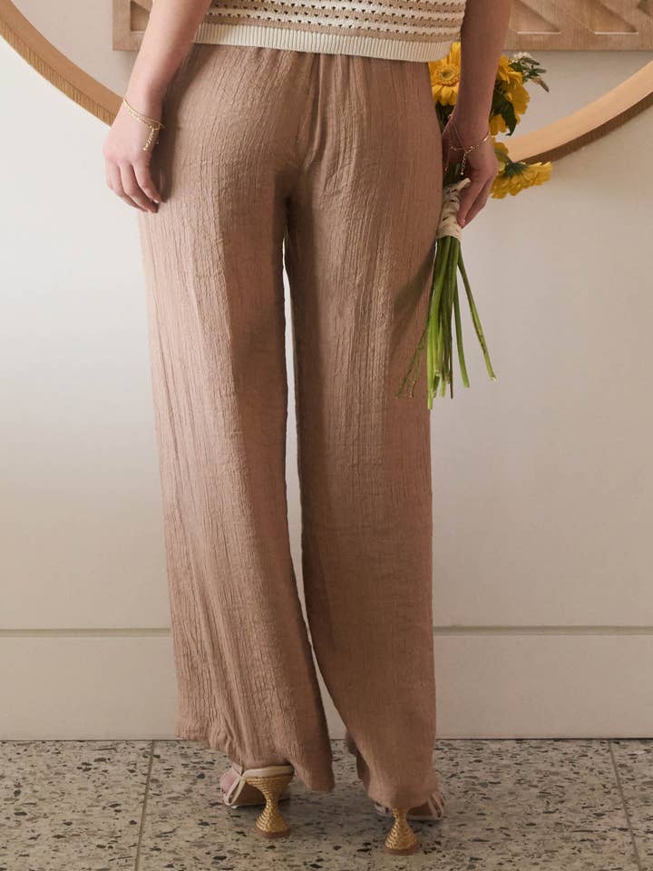 Blu Pepper - Wholesale Pants - Women's - HIGH WAIST DRAWSTRING WIDE LEG LOUNGE PANTS (PRE-ORDER)