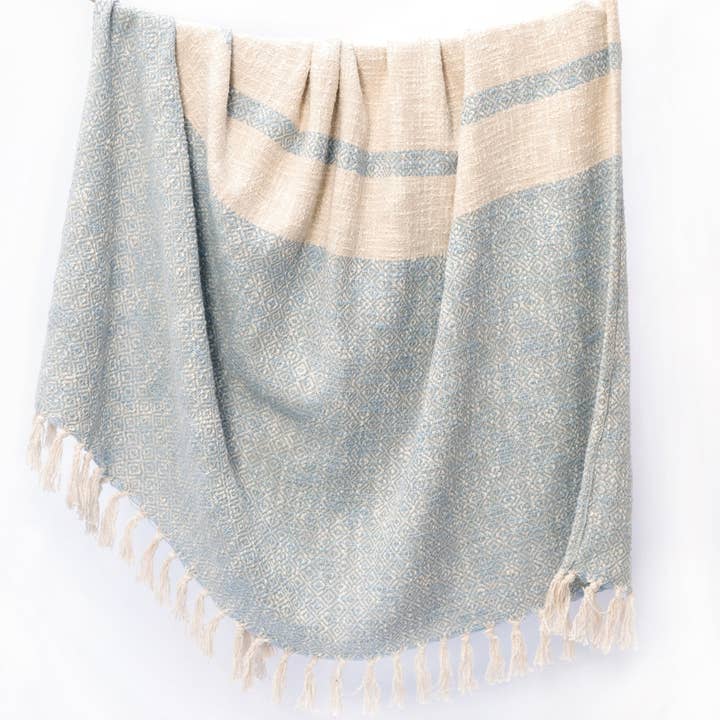 Diamantgeweven plaid met kwastjes, 50"x 60", 100% katoen voor wholesale door India Wholesale Co